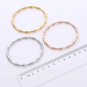 Bamboo style stainless steel bangles in gold, silver and rose gold finishes, 6cm diameter