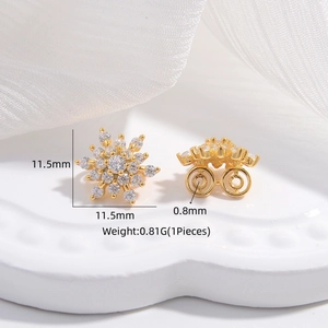 Golden S925 sterling silver snowflake earrings with sparkling cubic zirconia studs