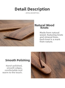 Détail d'une spatule en bois d'acacia avec grain naturel et bord poli à la main