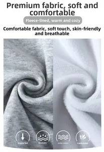 Close-up of light gray knitted fabric with white high-density thermal fleece lining