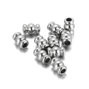 Set of 10 polished stainless steel corrugated spacer beads for DIY jewelry making