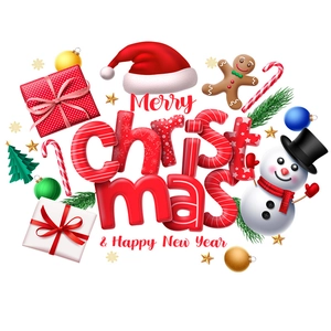 3D Merry Christmas window stickers with Santa, snowman and festive holiday elements