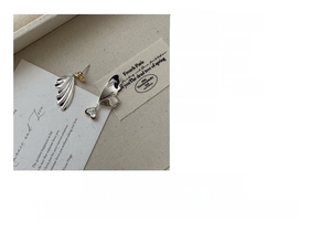 Macro degli orecchini a ala di farfalla in argento sterling S925 con texture fini