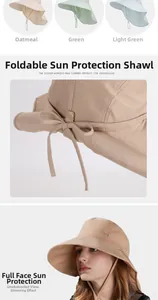 Détail chapeau soleil pliable avec longue protection nuque et trou queue-de-cheval