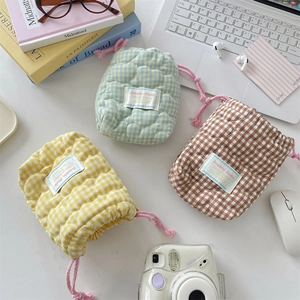 Quilted Drawstring Camera Storage Bag Padded Protective Pouch For Polaroid Small Digital Devices Travel Organizer