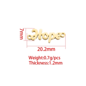 Dimensions du pendentif lettre Hope doré 20,2 mm x 7 mm pour bijoux DIY