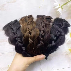Fishtail braided headband in black and brown shades for natural hair volume increase