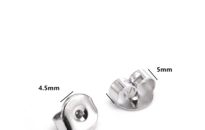 Comparison of 4.5mm and 5mm silver stainless steel earring backs for secure fastening
