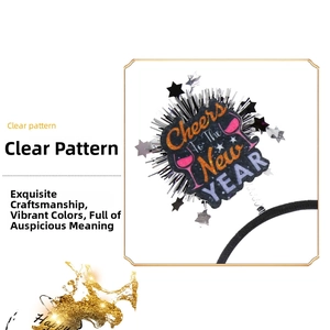 Detailed view of 2026 New Year headband with silver stars and Cheers to the New Year text