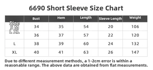 Tableau des tailles pour t-shirt de sport sans couture avec mesures du buste