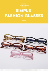 Flat lay of cat eye glasses frames in five colors with heart rivets and detailed model specs