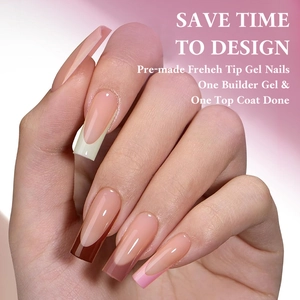 Vorgefertigte French Tip Gelnägel in verschiedenen Farben mit glänzendem Finish