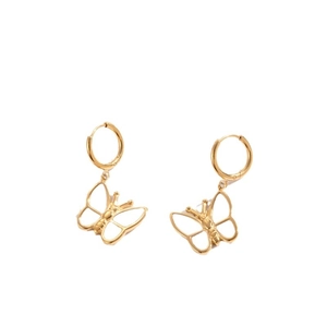 Exquisite gold stainless steel butterfly hoop earrings with a minimalist polished finish