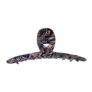 Large 13.5cm acetate hair claw clip with brown marble tortoise pattern on white background