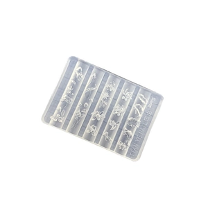 Transparent silicone nail art mold with various 3D floral and lotus leaf patterns