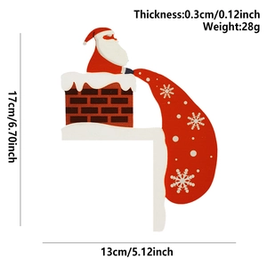 Detailed product dimensions for the Santa Claus wooden door corner frame decoration