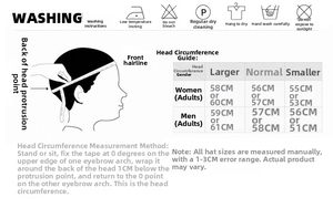 Size guide and care instructions for children's straw jazz hat with fish patterns