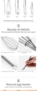 Detail view of 430 stainless steel whisk spiral handle and secure interlocking wire structure