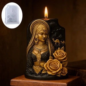 Stampo in silicone 3D per candele vintage con rilievo di donna e cammello