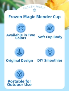 Detail view of the 500ml Frozen Magic slushy maker cup showing dual color options