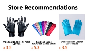 Store recommendation collage showcasing various styles of gloves, ideal for costume performances.