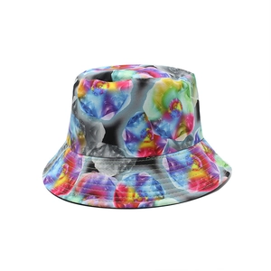 Unisex colorful abstract print bucket hat made of durable canvas for outdoor sun protection