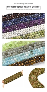 Macro shot of faceted natural stone beads including tiger eye and turquoise for DIY jewelry