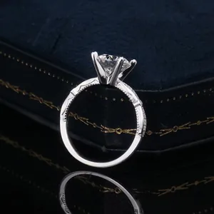 Elegant S925 silver ring featuring a 7.5mm round moissanite with classic six-prong setting