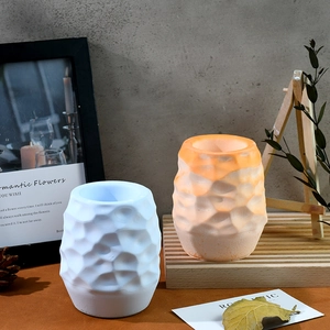 Artistic geometric honeycomb vases in white and orange for resin DIY home decor