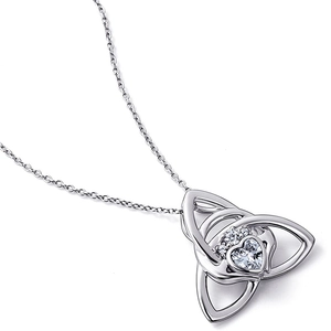 Elegant s925 sterling silver Celtic knot necklace featuring a heart-shaped gemstone
