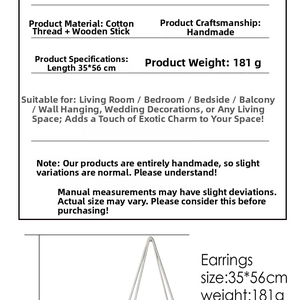 Detail specifications of handmade cotton rope woven wall tapestry shelf for home decor