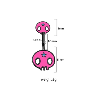 Tableau des tailles du piercing nombril tête de mort rose avec tige de 10mm et 1.6mm