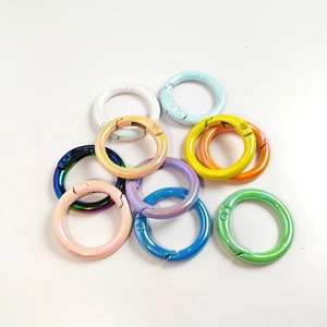 Colorful UV plated alloy round spring gate rings for DIY jewelry and keychain making