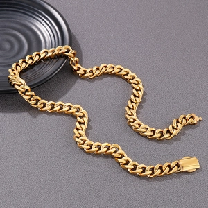 Bold golden cuban link necklace in stainless steel with secure clasp for men