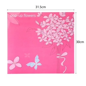 Detailed view of pink 3D pop-up card with floral design measuring 31.5cm by 30cm