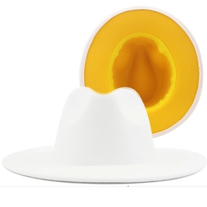 Unisex Vintage Contrast Two Tone Cashmere Wool Fedora Hat Wide Brim Western Jazz Hat For Party Travel Winter Accessory