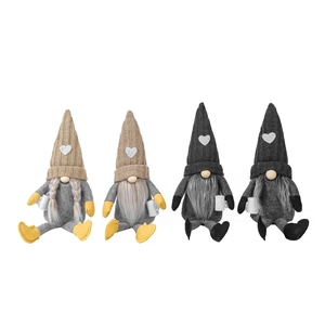 Knitted gnome plush dolls with heart hats and coffee cups for Christmas home decoration