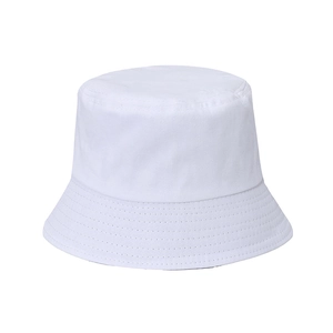 Detailed view of reinforced stitching on white cotton sun bucket hat brim and top