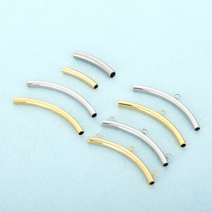 Stainless Steel Curved Tube Beads Hollow Bent Pipe Connectors With Rings For DIY Bracelet Necklace Jewelry Making Finding