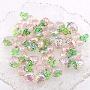 Ciondoli in resina fragola e ciliegia rosa iridati in piatto di vetro per gioielli fai-da-te