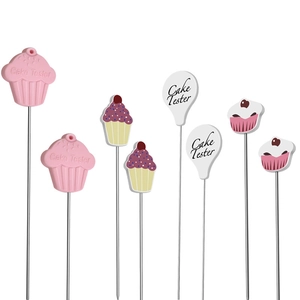 Cake Tester Stainless Steel Probe With Cupcake Shape Silicone Handle Baking Oven Doneness Test Tool Kitchen Gadget