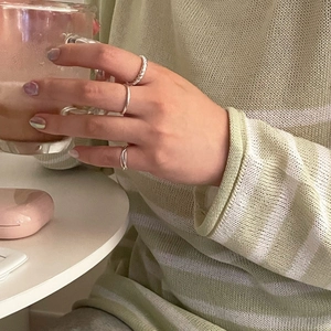 Minimalist 925 sterling silver knotted ring set for women with retro textured design