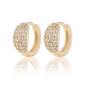 Elegant 14K gold plated huggie hoop earrings with sparkling pave-set cubic zirconia