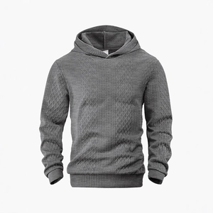 Dunkelgrauer Herren-Kapuzenpullover in lockerer Passform mit Jacquard-Struktur