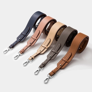 Adjustable genuine leather bag straps in five colors with lychee texture and silver hooks