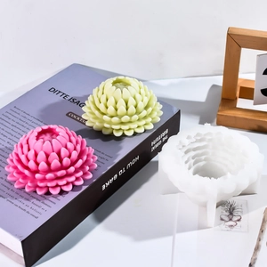 Detailed 3D succulent lotus silicone mold for making aroma candles and plaster crafts
