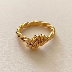 925 Sterling Silver Ring Twisted Knot Design Minimalist Triple Line Band For Women