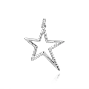 Polished silver hollow star pendant for DIY jewelry making with a natural reflection