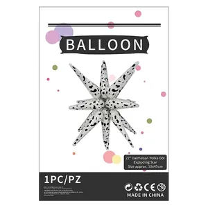 Ballon étoile 22 pouces en aluminium avec imprimé léopard noir et blanc pour fêtes