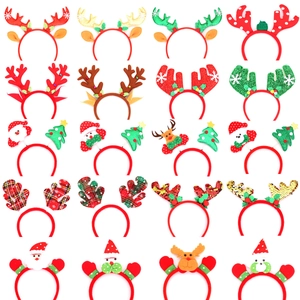 Christmas Headbands Reindeer Antler Santa Snowman Festive Party Hair Accessories Sequin Plush Xmas Costume Decor For Women Kids